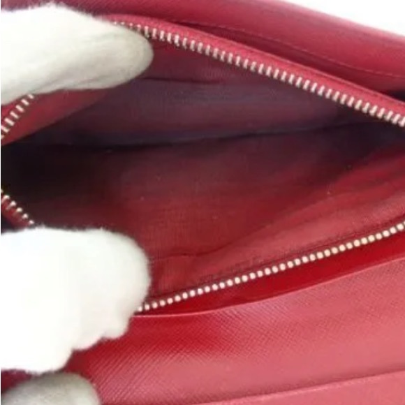 AUTH Prada Saffiano Long Wallet Red - Picture 6 of 8